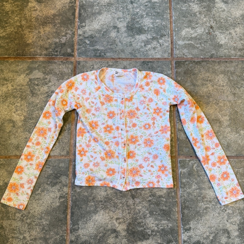 Billabong Floral Button-Up Top - Orange and White